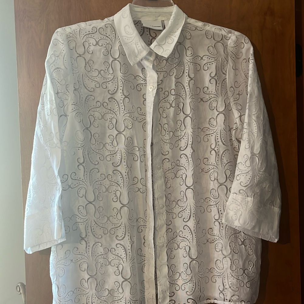 Alfred Dunner button down white top size 16